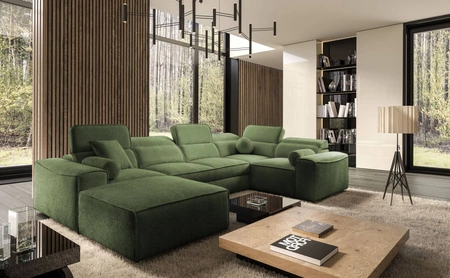 Ecksofa mit Schlaffunktion Viano IV grünes links Designer Ecksofa das sich perfekt in moderne Einrichtungen einfügt