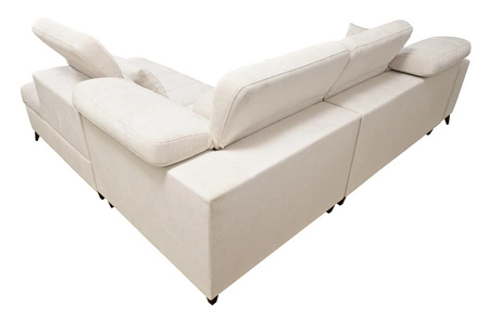 Ecksofa mit Schlaffunktion Penejos VII beige rechte Seite stilvolles Ecksofa mit Bettzeugablage komfortable verstellbare Kopfstützen