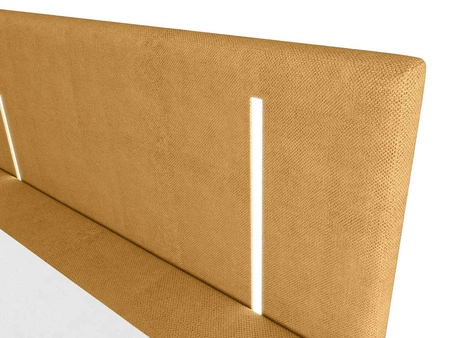 Boxspringbett Norco 160x200 gelb stilvolles Bett mit Staukasten Beleuchtung im Kopfteil fügt eine einzigartige Note