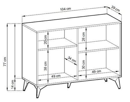 Kommode Gusto 104 cm Schwarz / Eiche Evoke Designerund komfortables Möbelstück für moderne und funktionale Innenräume