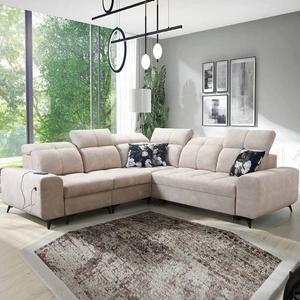 Ecksofa mit Schlaffunktion Buffalo III beige links komfortables Ecksofa mit ästhetischer Verarbeitung mit Bettzeugcontainern