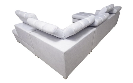 Ecksofa mit Schlaffunktion Luigi VI schwarz linke Seite stilvolles Ecksofa mit Bettzeugcontainer mit weichem Stoff bezogen