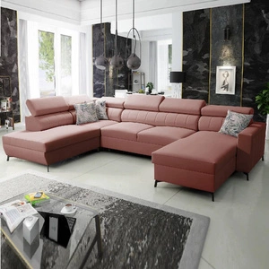 Ecksofa mit Schlaffunktion Savona VI Indian pink rechts elegantes und bequemes Ecksofa für Wohnzimmer mit zwei Bettkästen