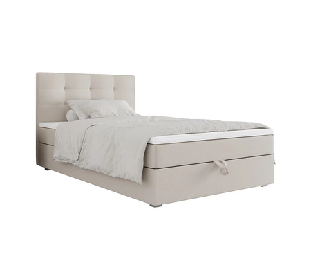 Boxspringbett Flint 120x200 beige im modernen skandinavischen Stil mit gepolstertem Kopfteil Bett mit Staukasten