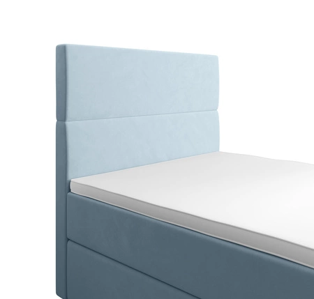 Boxspringbett Bing 90x200 hellblau im modernen skandinavischen Stil mit gepolstertem Kopfteil Bett mit Staukasten