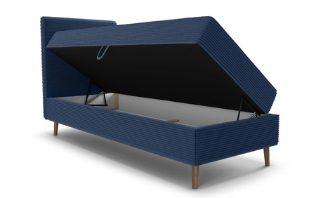 Boxspringbett Totti 90x200 blau stilvolles Bett mit Bettzeug Lagerung dreidimensionalen Stoff mit ausdrucksstarken Streifen