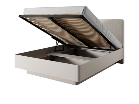 Lante Bett 160x200 cm mit Bettzeugablage beige ideales Bett für das Schlafzimmer hohes gepolstertes Kopfteil sorgt für Komfort