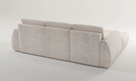 Ecksofa mit Schlaffunktion Colio graphit rechte Seite stilvolles Ecksofa mit interessanter Form Veloursstoff Zierkissen Ball