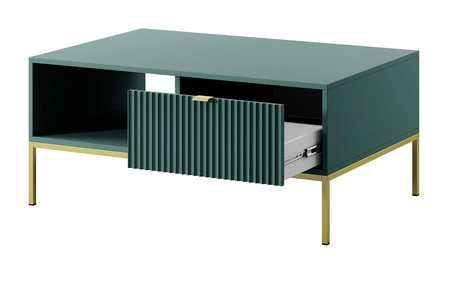 Möbelset Lovro pastellgrün modernes Design Wohnwand angereichert mit goldenem Metall Zubehör Wohnzimmermöbel