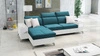 Ecksofa mit Schlaffunktion Elgin türkis/weiß linkes Ecksofa mit verstellbaren Kopfstützen praktische Schubladen in Möbelseiten