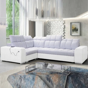 Ecksofa mit Schlaffunktion Luigi II grau Esche / weiß links Komfort bei der täglichen Erholung Ecksofa mit Bettkasten