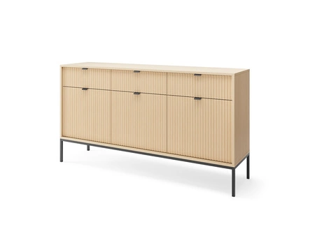 Kommode mit Schubladen Lovro 154 cm Eiche Vicenza Designerkommode mit dekorativen geriffelten Fronten perfekt für das Wohnzimmer