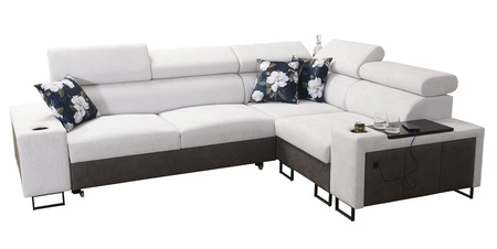 Schlafsofa Flavio II grau Esche / Graphit rechts komfortable Ecke Schlafsofa offene Bar in der Seite der Möbel