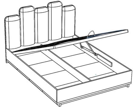 Bett Simi 160x200 cm mit Bettzeugablage Eiche artisan / schwarz ideales Bett für das Schlafzimmer ABS Einfassung Designer gepolstertes Kopfteil