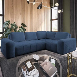 Ecksofa mit Schlaffunktion Bovec II blau rechts Komfort-Ecksofa mit stilvollem Charakter-Bettcontainer