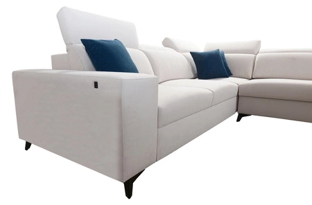 Ecksofa mit Schlaffunktion Kelly Sleek IX grau rechts elegantes Ecksofa mit bequemen Armlehnen und verstellbaren Kopfstützen