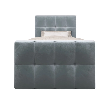 Boxspringbett Manhattan 90x200 türkis Bett im modernen skandinavischen Stil mit gepolstertem Kopfteil und Fußteil Bett mit Staukasten