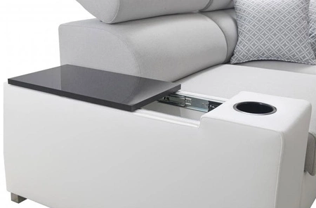 Ecksofa mit Schlaffunktion Provo creme / weiß rechtes Ecksofa mit Bettkasten und Funktionserweiterung