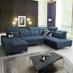 Buffalo VI Ecksofa mit Schlaffunktion blau links funktionelles und stilvolles Ecksofa mit drei Bettkästen