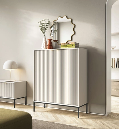 Kommode Lovro 104 cm beige modernes Design wird die Liebhaber von markanten Interieurs begeistern