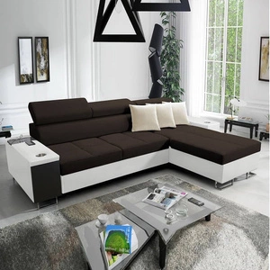 Ecksofa mit Schlaffunktion Dafni Braun/Weiß rechtsseitig geflochten bietet Komfort und Funktionalität während der täglichen Erholung