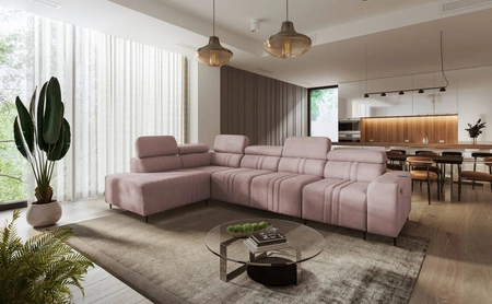 Ecksofa mit Schlaffunktion Castel XI rosa links bequemes Ecksofa mit Stauraum für Bettzeug strapazierfähiger Stoff 