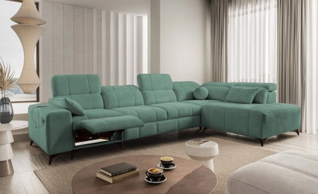 Ecksofa mit Schlaffunktion Penejos XI Lux grün rechtsseitig stilvolles Ecksofa mit komfortablem ausziehbarem Fußteil