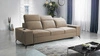 Kelly Sofa mit Schlaffunktion dunkelbeige stilvolles Wohnzimmersofa mit einfachem Design verstellbare Kopfstützen Veloursstoff