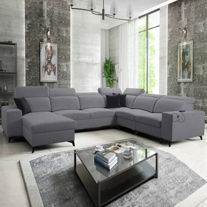 Ecksofa mit Schlaffunktion Kelly Sleek VIII grau linke Seite stilvolles Ecksofa für Wohnzimmer bietet Komfort beim Entspannen