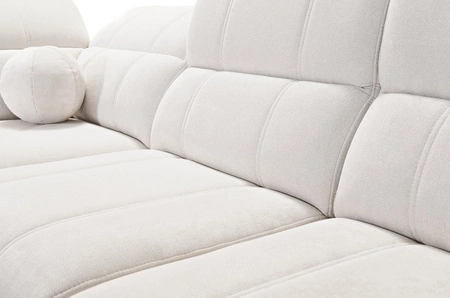 Ecksofa mit Schlaffunktion Penejos III Lux beige links bequemes Ecksofa für das Wohnzimmer mit ausziehbarem Fußteil Bettwäschecontainer