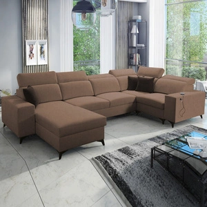 Ecksofa mit Schlaffunktion Kelly Sleek IV hellbraun linke Ecke Schlafsofa mit Bettzeugkästen Webstoff