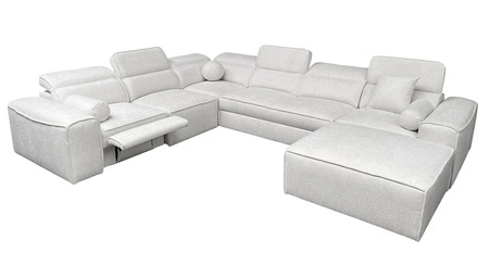 Ecksofa mit Schlaffunktion Viano VIII Lux grün rechts Design-Ecksofa mit ausziehbarem Fußteil Bettzeug-Container