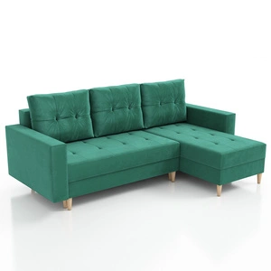 Ecksofa mit Schlaffunktion Vaso flaschen green universal bequemes Ecksofa für ein Wohnzimmer im skandinavischen Stil großes Bettzeugfach