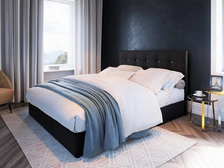 Boxspringbett Kingston 180x200 schwarzes Bett im modernen skandinavischen Stil mit Kopfteil aus Kristallen
