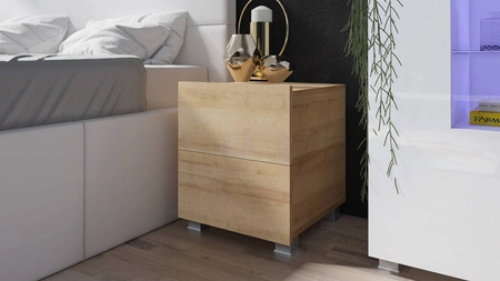 Nachttisch mit Schubladen Apulia Eiche gold mit Aufhängemöglichkeit minimalistisches Design einfache Form idealer Nachttisch 
