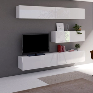 Hängeelement Apulia VIII weiß glänzend Ein außergewöhnlich stilvolles Hängeelement mit schlichten Möbelstücken, das sich in jede Einrichtung einfügt