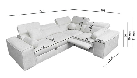 Ecksofa mit Schlaffunktion Viano II Lux grau rechtsseitiges Designer-Ecksofa für das Wohnzimmer mit komfortablem ausziehbarem Fußteil