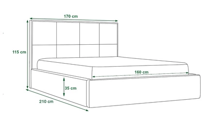 Mona Polsterbett 160x200 türkis mit Staukasten im modernen skandinavischen Stil mit gestepptem Kopfteil mit Kristallen