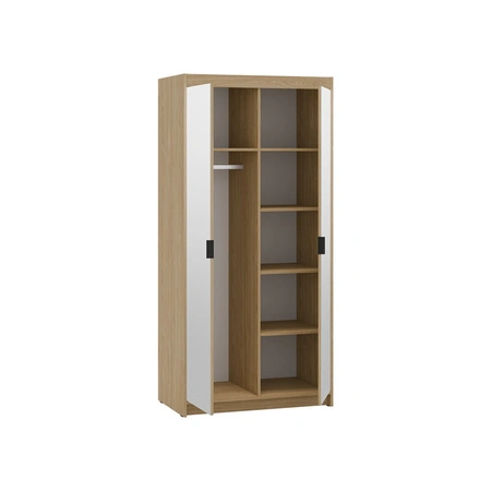 Kleiderschrank Rene 90 cm Eiche geölt stilvolles Design schlichte Form idealer Kleiderschrank mit Spiegel für Schlafzimmer oder Flur ABS bearbeitete Kanten