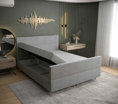 Boxspringbett Benet 140x200 Senfgelb moderner skandinavischer Stil mit charakteristischem Kopfteil Kontinentale Bett