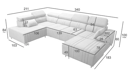 Ecksofa mit Schlaffunktion Castel VI blau rechte Seite komfortables und elegantes Ecksofa mit zwei Bettkästen