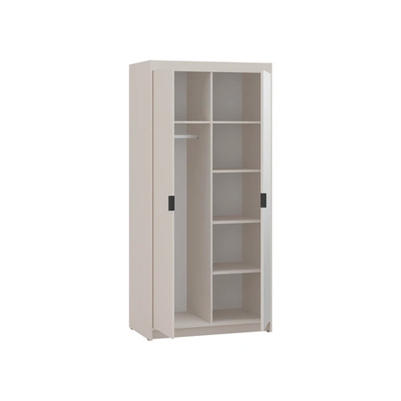 Kleiderschrank mit Spiegel Rene 90 cm beige sand klassisches Design schlichte Form idealer Kleiderschrank für Schlafzimmer oder Flur ABS bearbeitete Kanten