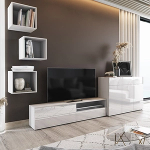 Aridea weiß / weiß glänzend Hängeschrank minimalistisches Design in einer modernen Umgebung vielseitige und funktionelle Wohnzimmermöbel