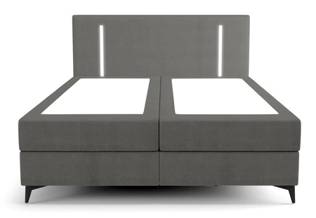 Boxspringbett Norco 180x200 grau stilvolles Bett mit Staukasten Beleuchtung im Kopfteil fügt eine einzigartige Note