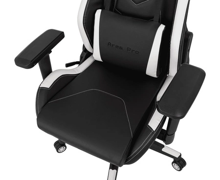 Gaming-Sessel Ares Pro schwarz/weiß komfortabler und funktionaler Sessel mit verstellbaren Armlehnen stabiles Metallgestell
