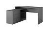Eckschreibtisch Teo 138 cm in Graphit bietet viel Platz zum Arbeiten und viel Raum für die notwendigen beschädigungssicheren Gegenstände