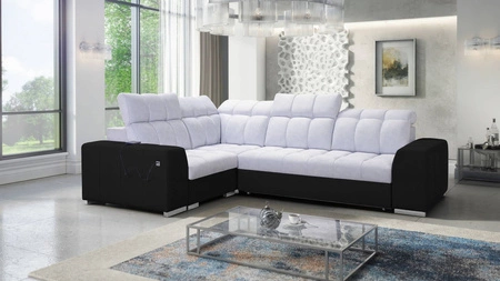 Ecksofa mit Schlaffunktion Luigi II Esche grau/schwarz links Ecksofa mit Bettkasten für den täglichen Liegekomfort