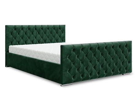 Polsterbett Viamao 180x200 flaschengrün mit Container im modernen skandinavischen Stil mit gestepptem Kopf- und Fußteil