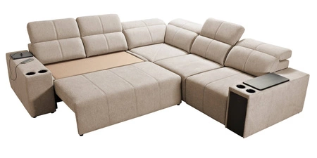 Ecksofa mit Schlaffunktion Tesalia III Lux braun rechtsseitiges Komfort-Ecksofa mit ausziehbarem Fußteil Schiebefunktion der Rückenlehne