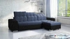 Ecksofa mit Schlaffunktion Luigi blau/schwarz rechtes Ecksofa mit zwei Bettkästen Stoff mit interessanter Struktur